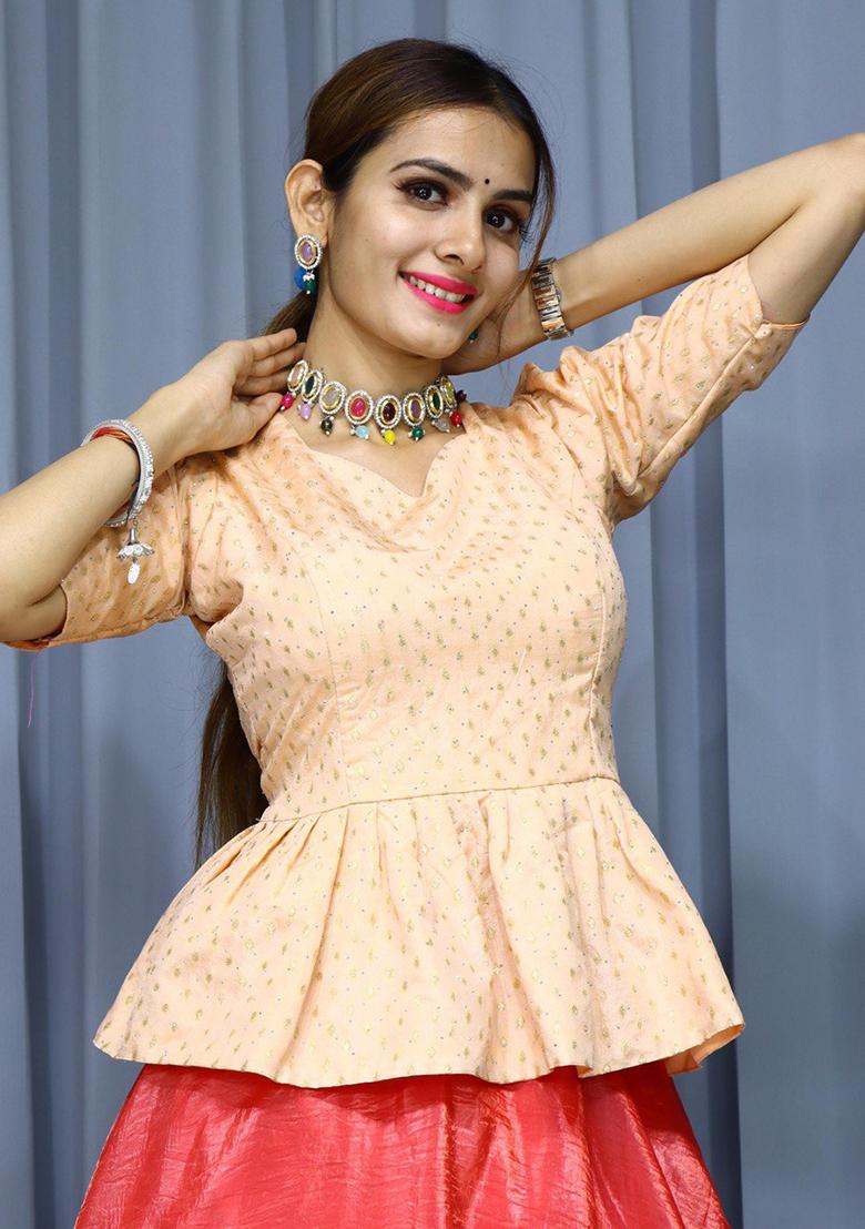 Gajri Pink Embroidered Silk Lehenga set