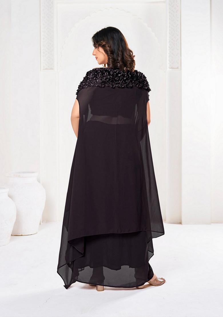 Black Embroidered Art Silk Lehenga Set With Dupatta