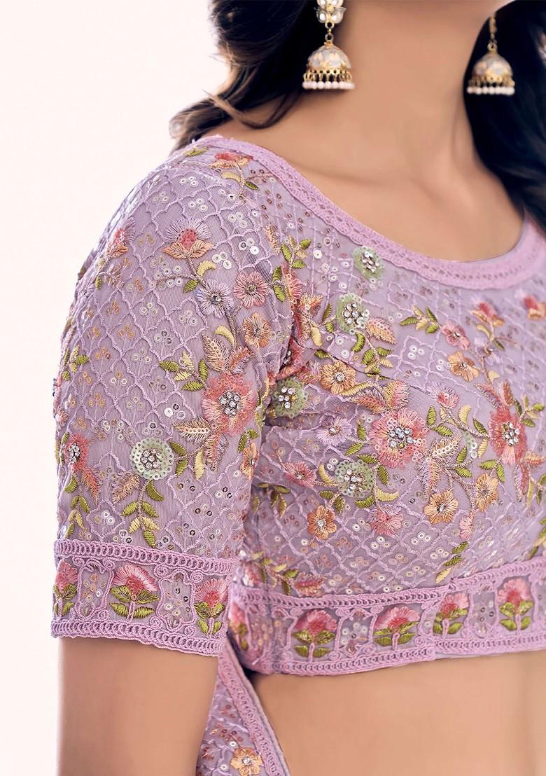 Lavender Embellished Poly Blend Lehenga Set