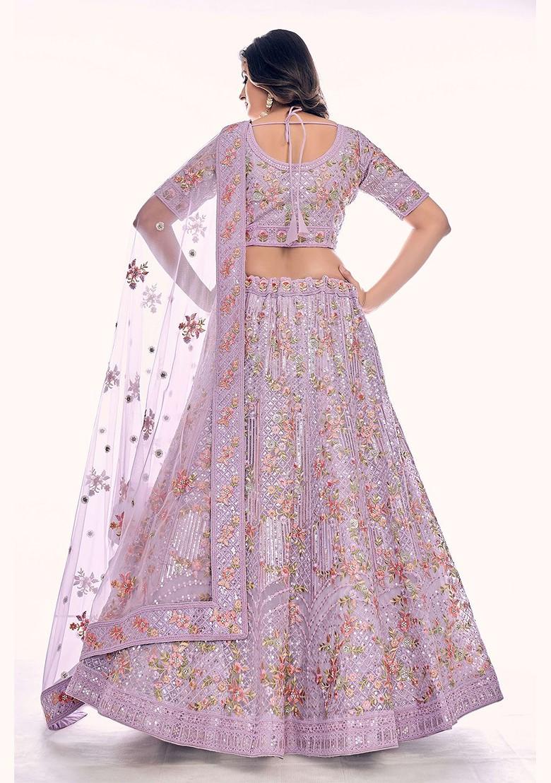 Lavender Embellished Poly Blend Lehenga Set