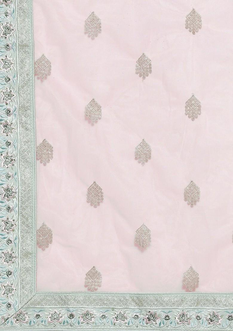 Sea Green Embroidered Poly Blend Lehenga Set