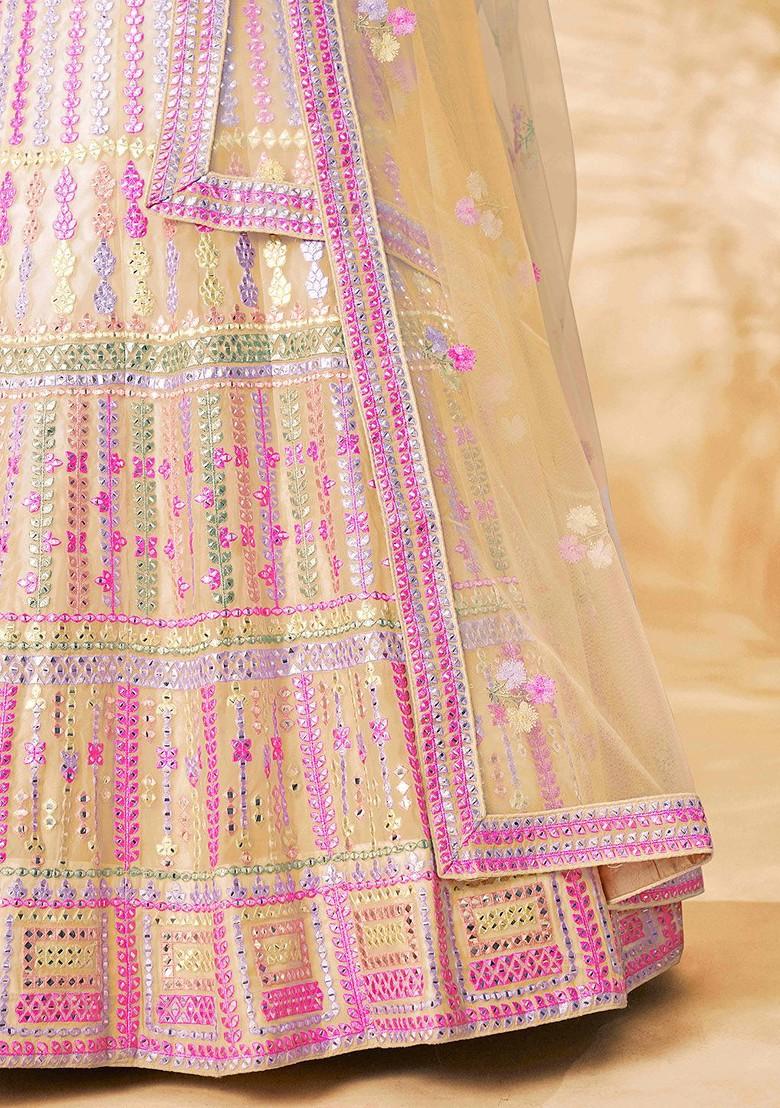 Yellow Embroidered Poly Blend Lehenga Set