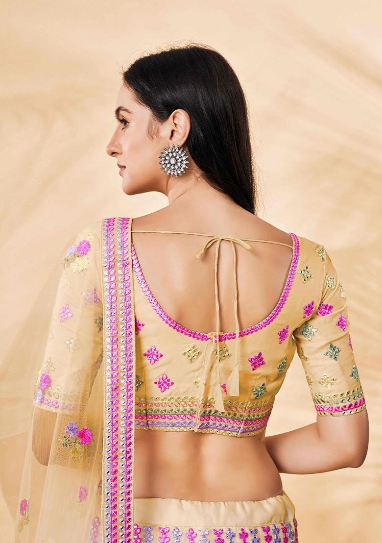 Yellow Embroidered Poly Blend Lehenga Set