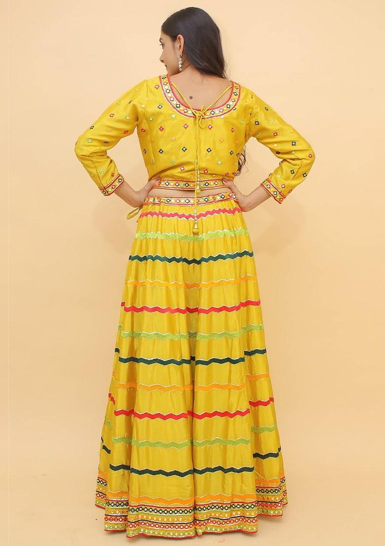 Yellow Embroidered Poly Blend Lehenga Set