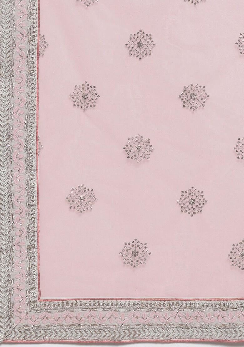 White Embroidered Poly Blend Lehenga Set