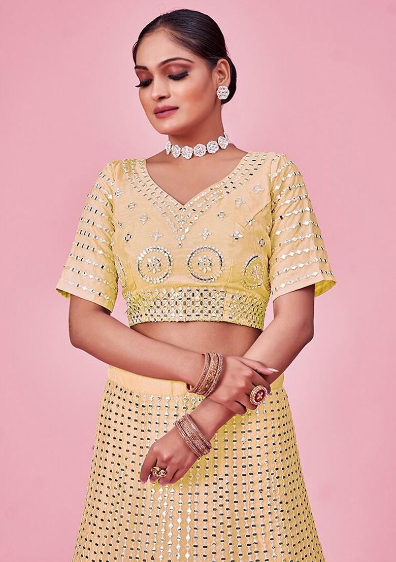 Yellow Embroidered Poly Blend Lehenga Set