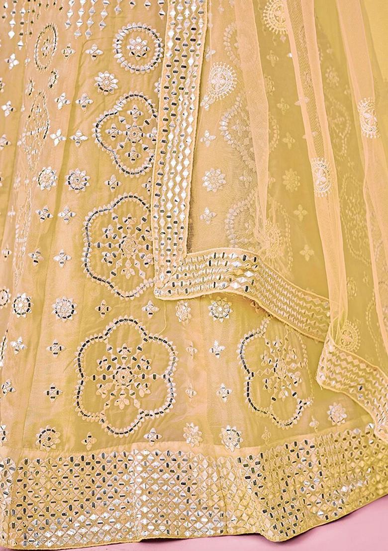 Yellow Embroidered Poly Blend Lehenga Set