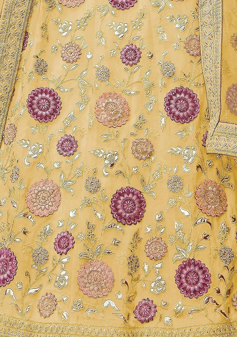 Yellow Embroidered Poly Blend Lehenga Set