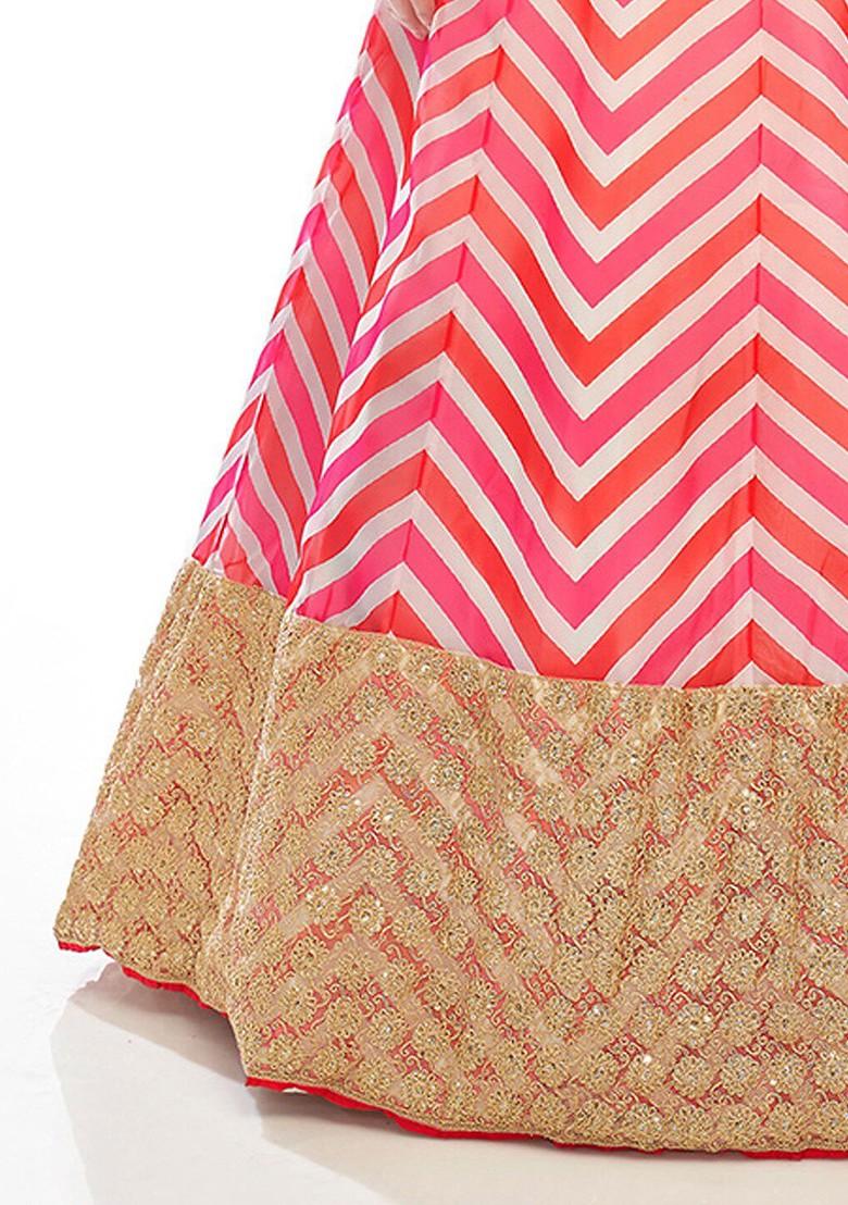Pink Embroidered Poly Blend Lehenga Set