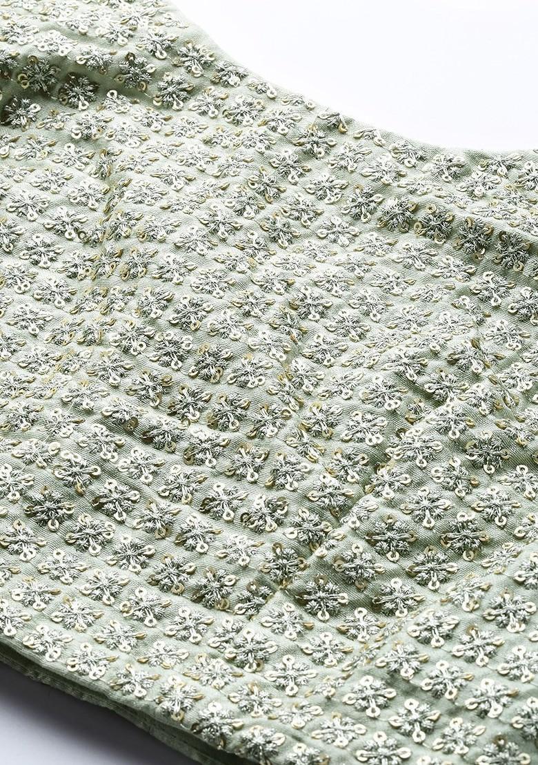 Green Embroidered Poly Blend Lehenga Set