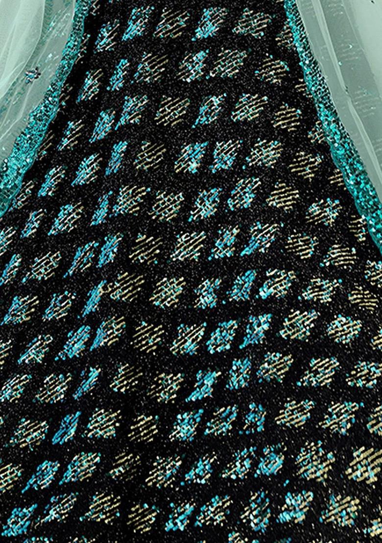 Black Embroidered Poly Blend Lehenga Set