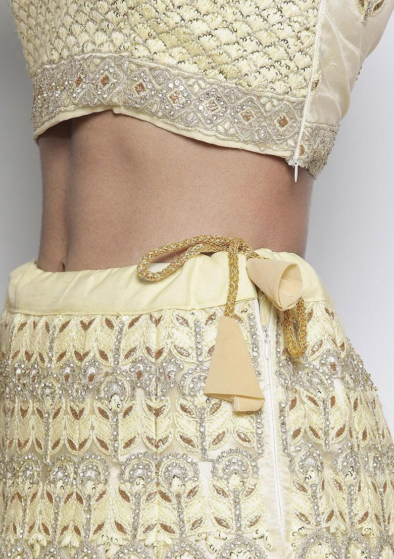 Yellow Embroidered Poly Blend Lehenga Set