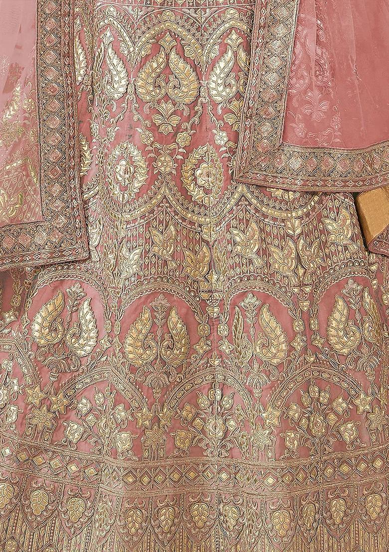Mauve Embroidered Poly Blend Lehenga Set