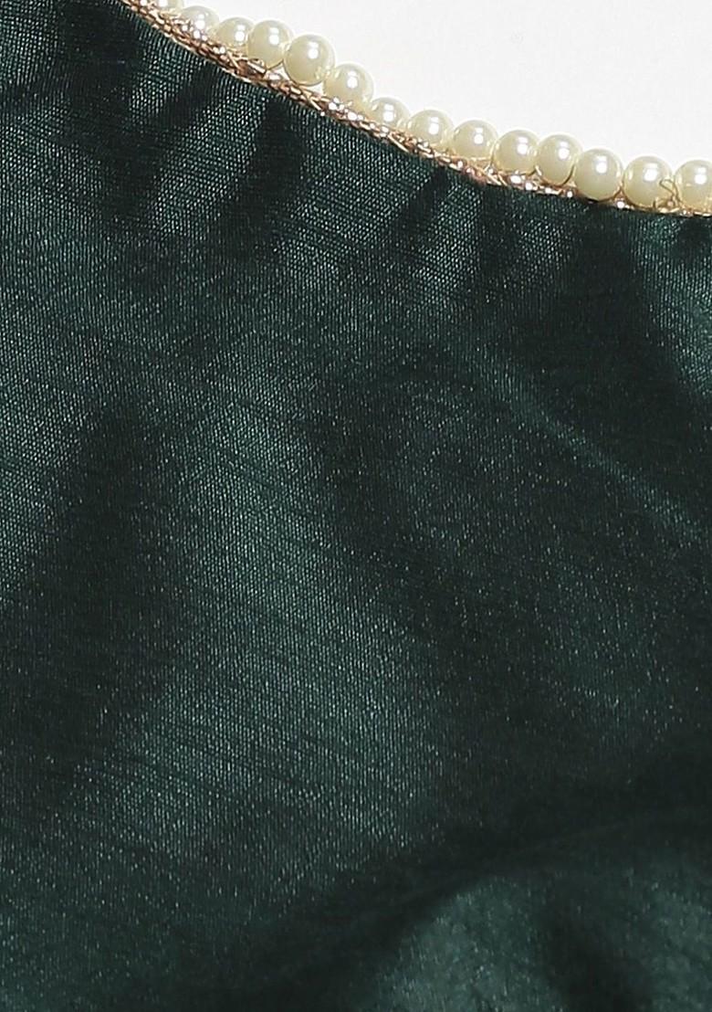 Green Embellished Poly Blend Lehenga Set