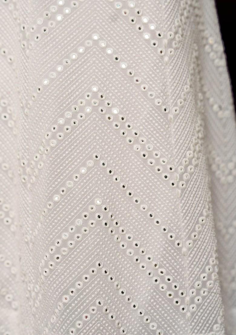 White Embellished Poly Blend Lehenga Set