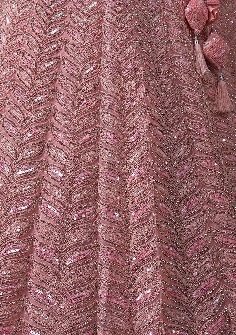 Pink Embroidered Poly Blend Lehenga Set