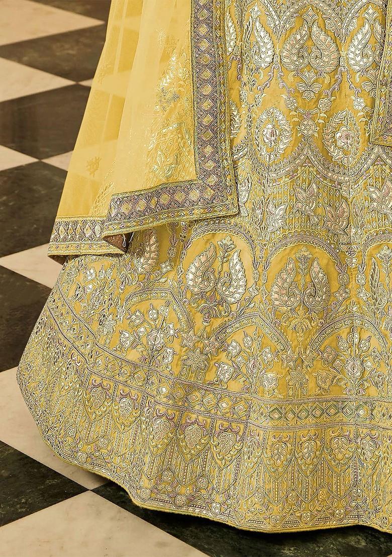 Yellow Embroidered Poly Blend Lehenga Set