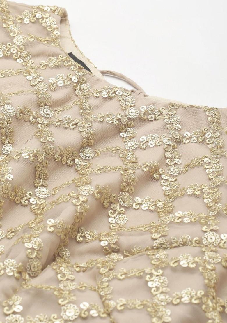 Pink Embellished Poly Blend Lehenga Set