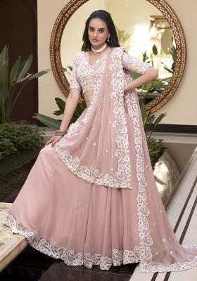 Pastel Pink Embellishment Weone Silk Lehenga Set With Dupatta