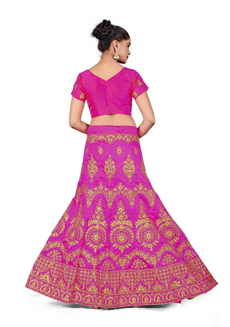 Purple Zari Embroidered Silk Lehenga Set