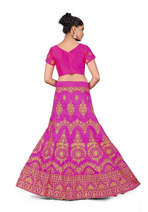 Purple Zari Embroidered Silk Lehenga Set