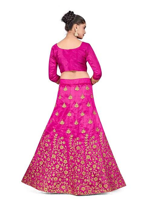 Purple Zari Embroidered Silk Lehenga Set
