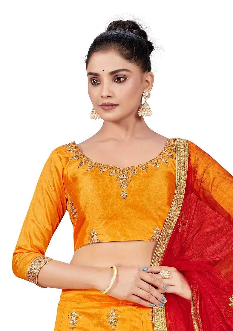 Yellow Zari Embroidered Silk Lehenga Set