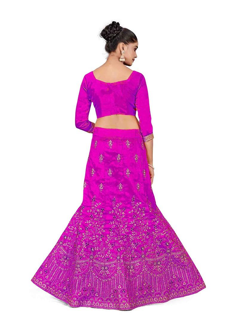 Purple Zari Embroidered Silk Lehenga Set