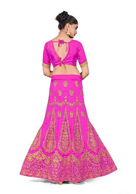 Purple Zari Embroidered Silk Lehenga Set