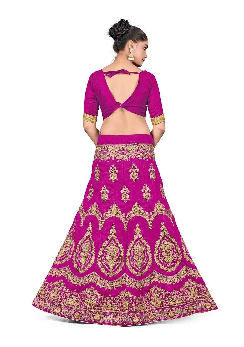 Purple Zari Embroidered Silk Lehenga Set