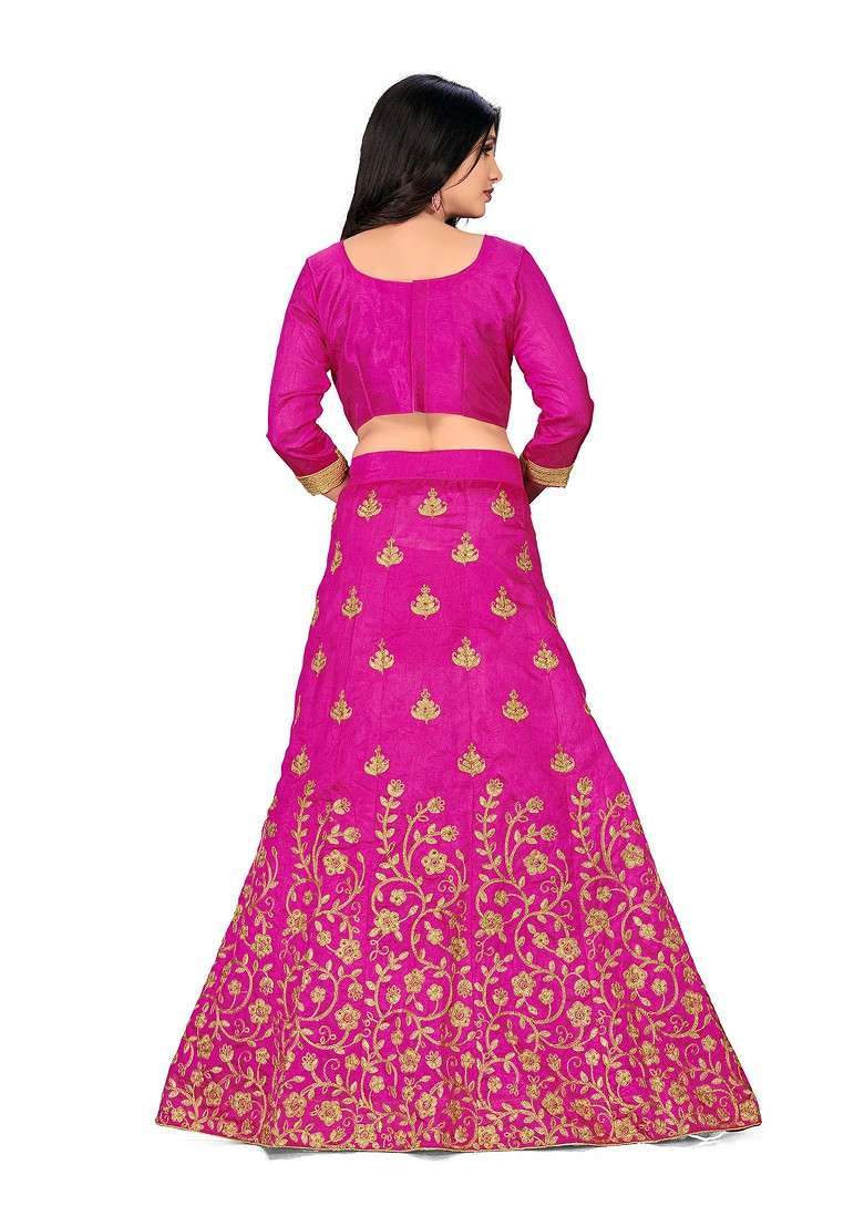 Purple Zari Embroidered Silk Lehenga Set - Indya