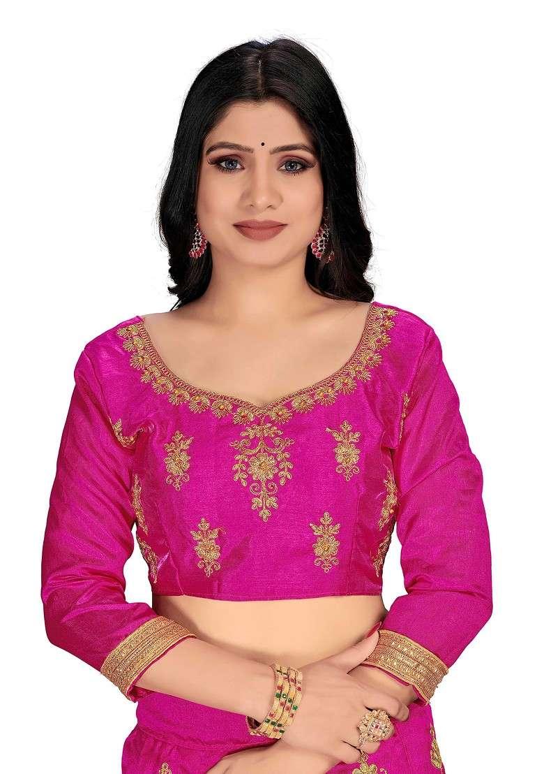 Purple Zari Embroidered Silk Lehenga Set - Indya