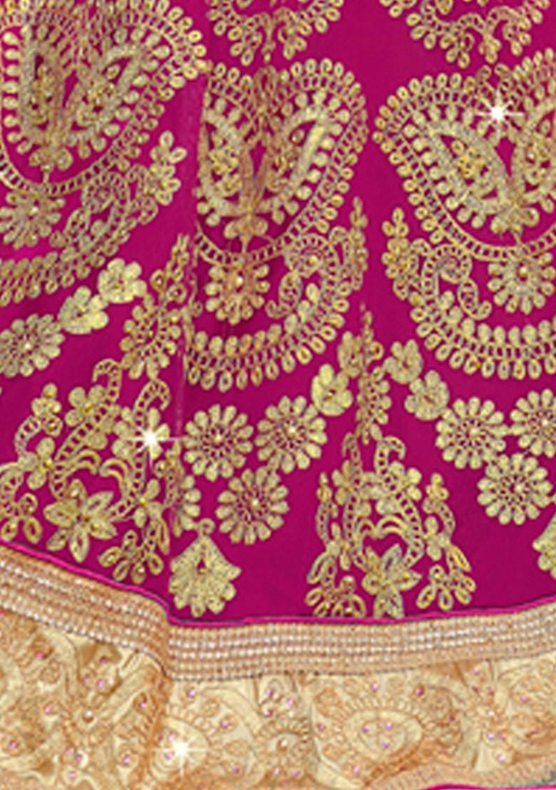Pink Embroidered Net Lehenga Set