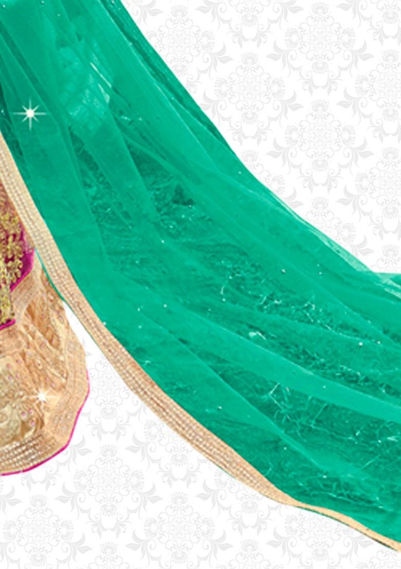 Pink Embroidered Net Lehenga Set