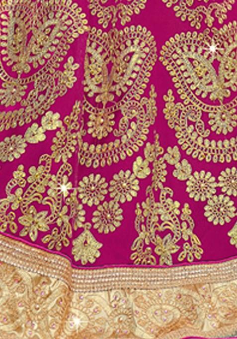 Pink Embroidered Net Lehenga Set