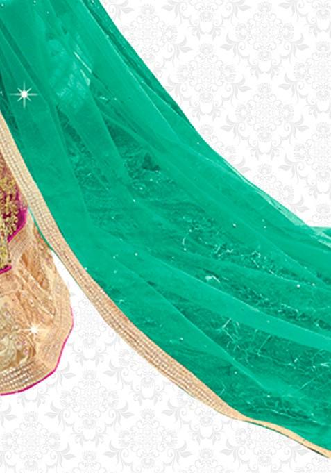 Pink Embroidered Net Lehenga Set