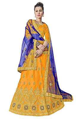 Yellow Embroidered Silk Lehenga Set