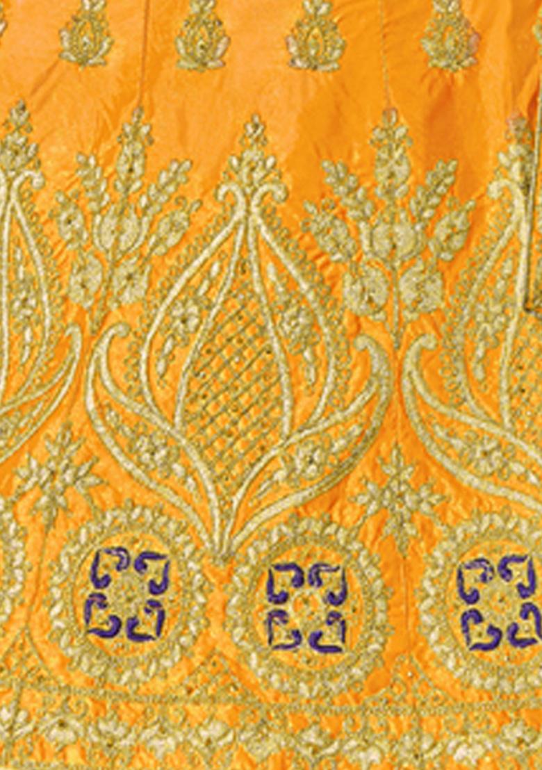 Yellow Embroidered Silk Lehenga Set