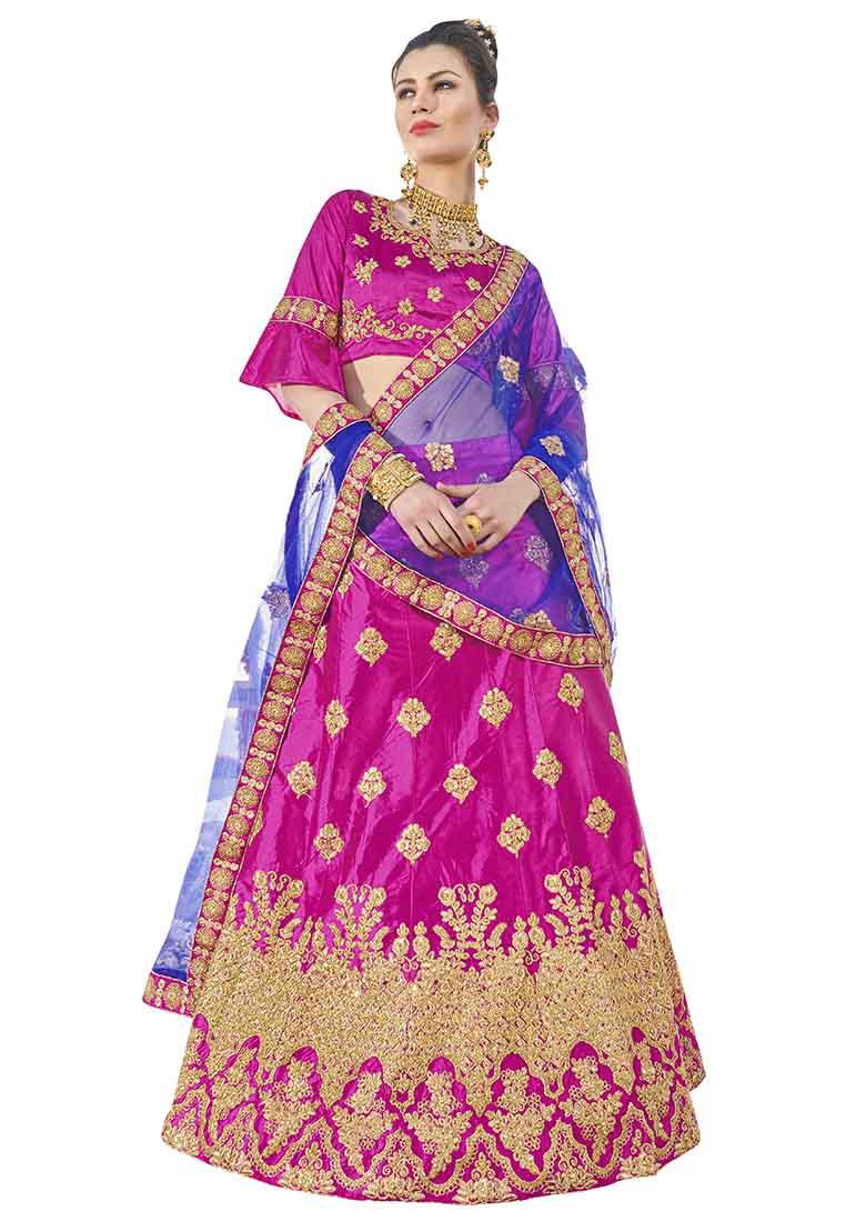 Pink Embroidered Silk Lehenga Set