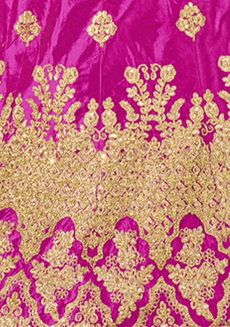 Pink Embroidered Silk Lehenga Set