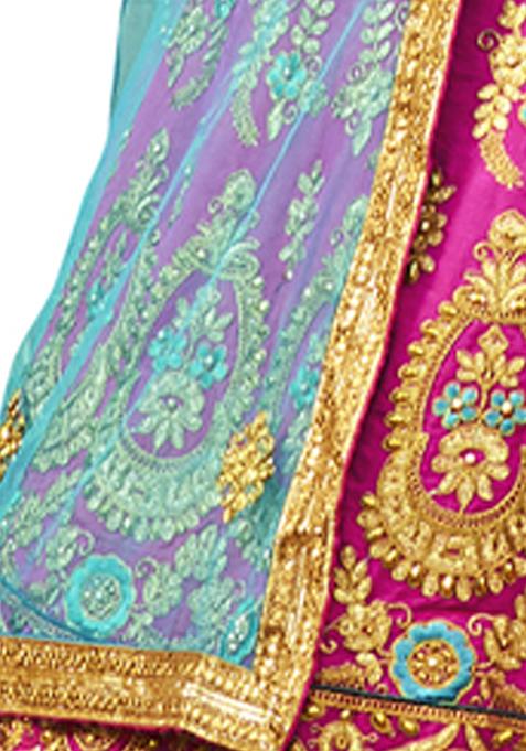 Pink Embroidered Silk Lehenga Set
