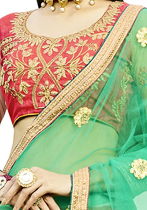 Pink Embroidered Silk Lehenga Set