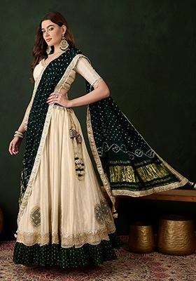 White Embroidered Pure Viscose Tissue Lehenga Set