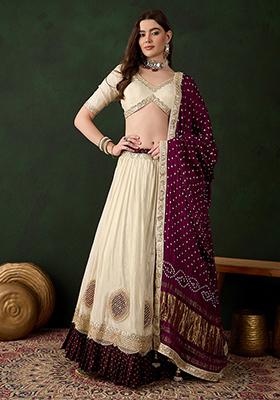 White Embroidered Pure Viscose Tissue Lehenga Set