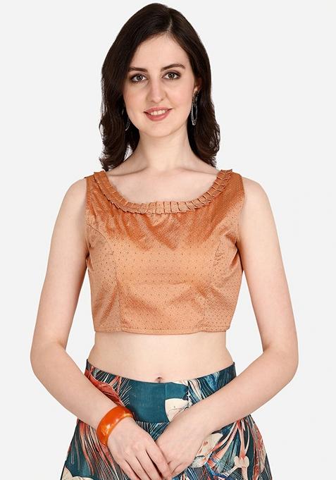 Teal Blue Printed Satin Silk Lehenga Set