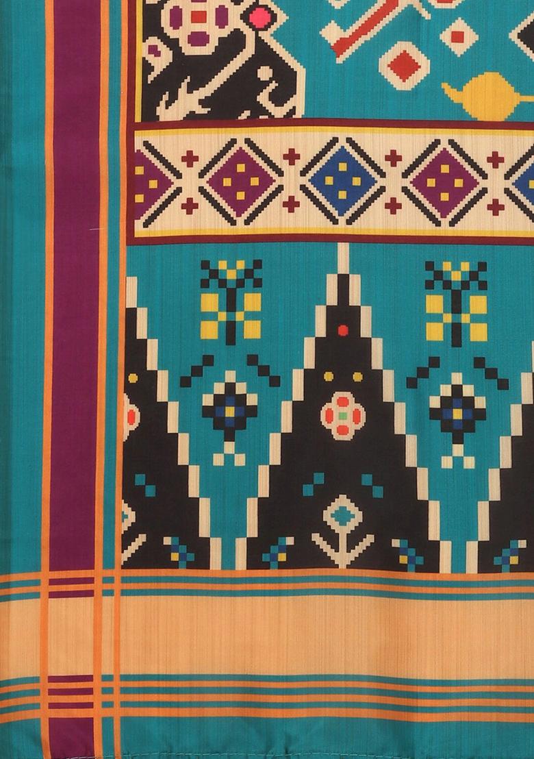 Multicolor Printed Satin Silk Lehenga Set