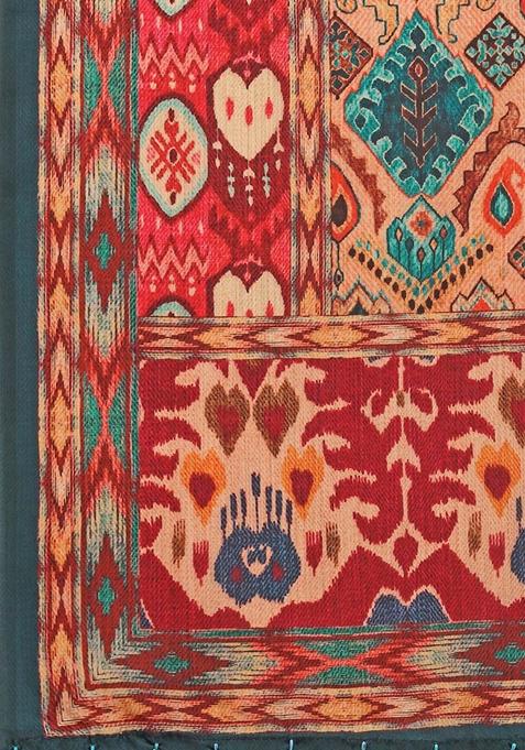 Teal Blue Printed Satin Silk Lehenga Set