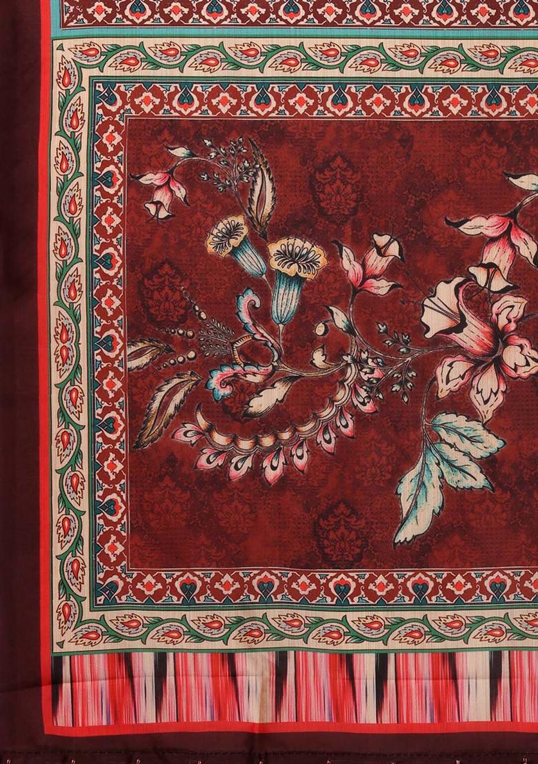 Multicolor Printed Satin Silk Lehenga Set