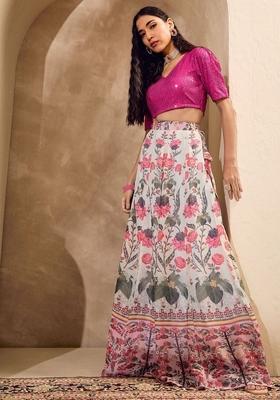 Pink Embroidered Polyester Co Ord Set