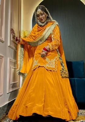 Yellow Embroidered Silk Lehenga Set With Dupatta